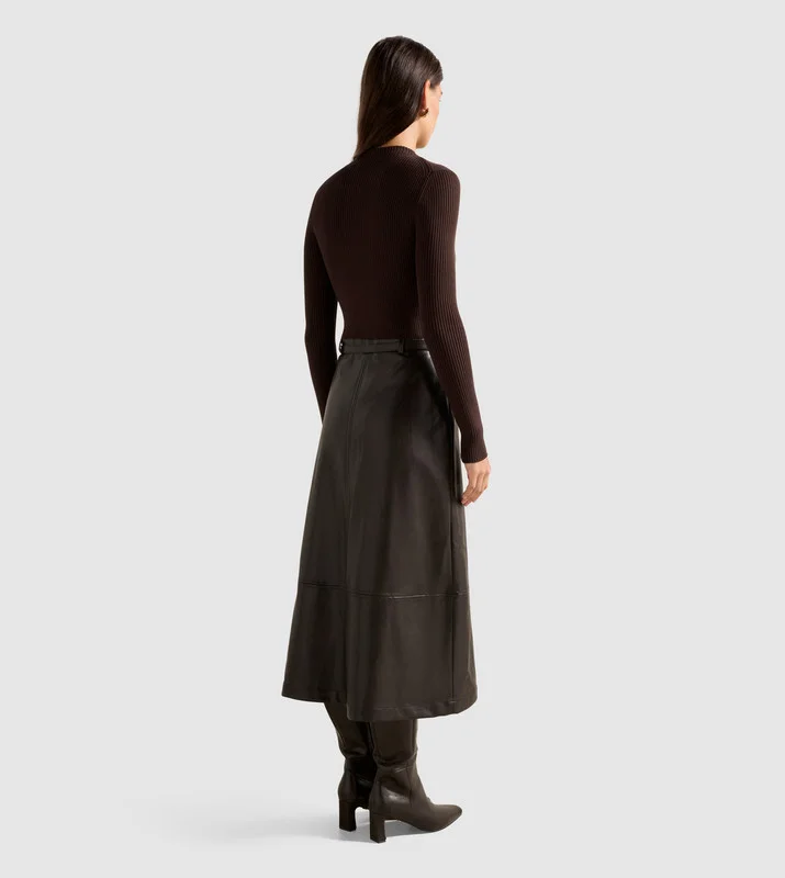 forever new  BROOKLYN PU A Line Midi Dress for Women | Best Price UAE